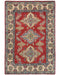 3x5 Red Kuba Afghan Hand Knotted Wool Area Rug